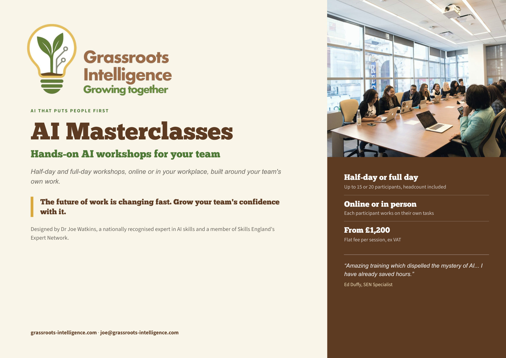 AI Masterclasses brochure, page 1