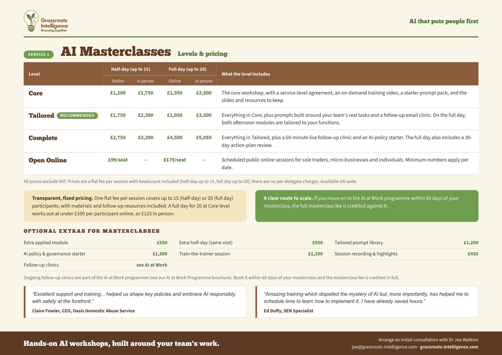 AI Masterclasses brochure, page 3